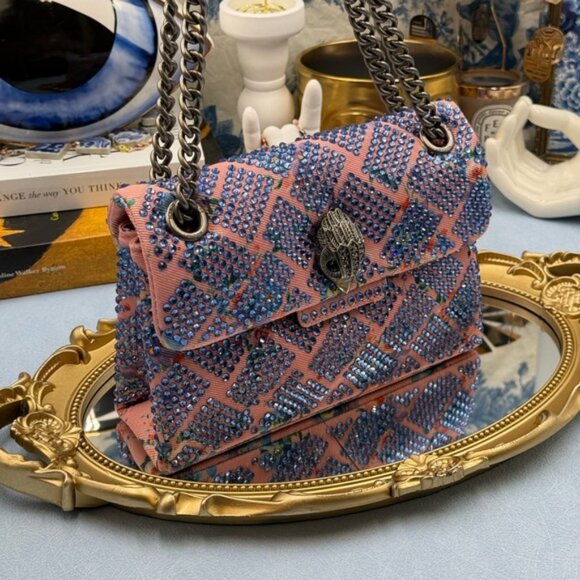 🆕 KURT GEIGER LONDON 🧿 NWOTMini Floral Fabric Embellished Kensington *SAMPLE* - Picture 1 of 15